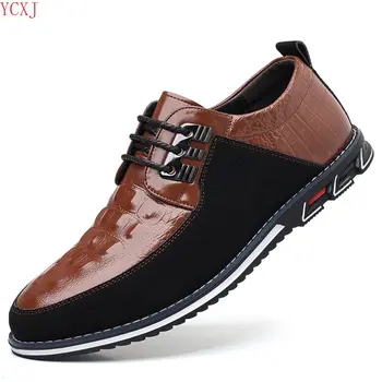 Мъжки обувки, Нова мъжки ежедневни кожени обувки, Голям размер на 47, Мъжки ежедневни обувки в бизнес стил, универсални мъжки модел обувки, обувки за сватба