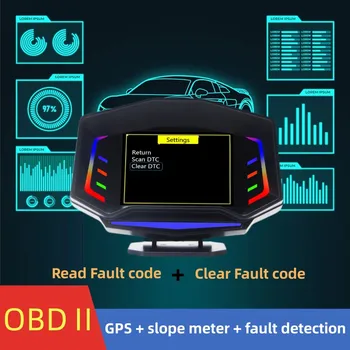 Авточасти за автомобил на дисплея Мултифункционален HUD Преносим инструмент дисплей OBD2 + GPS + Функция за откриване на неизправности инклинометра