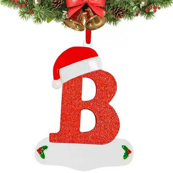 Букви Коледно Украса на Коледната елха с червена шапка Първоначалните тагове за отглеждане с азбука Празнична украса за прозорци