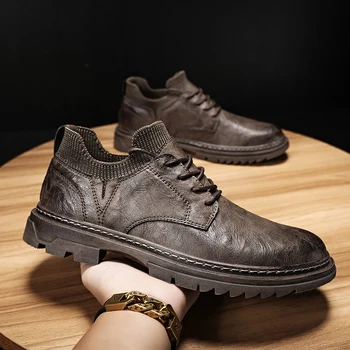 Маркови модела обувки; модерен мъжки ежедневни обувки; Удобни оксфордские обувки дантела; Класическа универсална кожена обувки; Мъжки обувки на равна подметка;