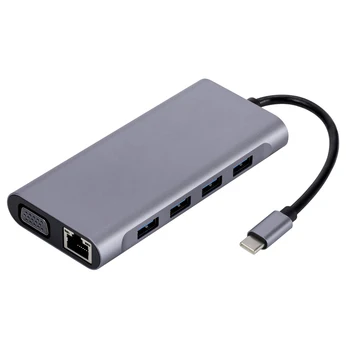 4k, HDMI-съвместим Адаптер Type-C за Четене на карти памет TF/SD 11 в 1 USB удължител-хъб 5 Gbit/s Пренос на данни за MacBook за лаптоп