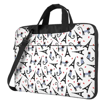 Чанта За лаптоп с С Анимационни Парижки котка, обновен е здрав устойчив на удари защитен калъф, куфарче, чанта за носене