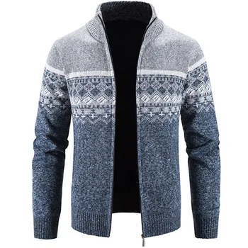 2023 Есенно-зимния Нов Мъжки Класически Модерен Топъл пуловер с принтом, Мъжки Ежедневни Свободна Удобна Благородна Яке M-4XL
