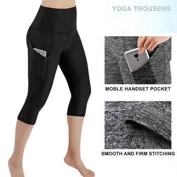 Мрежести енергийни чорапогащи, обикновена ластични панталони за йога с джобове, дамски спортни черни гамаши за фитнес в салона, дамски спортни гамаши