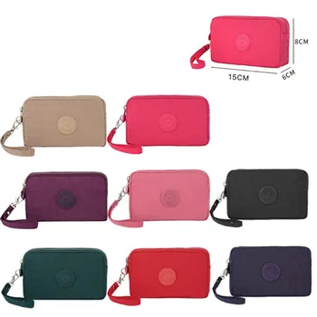 Дамска чанта за мобилен телефон, лесна дълъг портфейл с цип, женски найлонов чантата, портфейла на едро