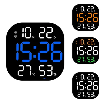 13-Инчови Стенни часовници С Регулируема Яркост на дистанционното управление, led цифров часовник, Електронен Двоен будилник, Интериор за хол