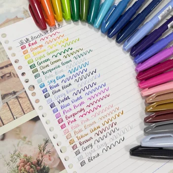 1бр Нов Цвят Pentel Четката Дръжки за означения Fude Touch Pen Гъвкав връх на Разположение 30 цвята SES15C Пастелни цветове на Стоки за Бродерия
