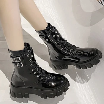 Новост 2023 г.; дамски обувки; Зимни дамски обувки; обикновена модни непромокаеми ботуши на нисък ток с шнур и лента с катарама