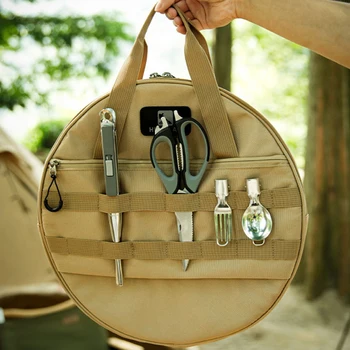 Туризъм Чугунен чанта за съхранение на съдове с дръжка, Водоустойчива Чанта за съхранение на съдове за пикник чанта за пържене, чанта-тоут