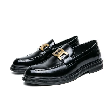 Класическа Черна Луксозен Мъжки Обувки Oxfords, Елегантни Мъжки Модел Обувки, Италиански Ежедневни Кожени Обувки За Мъже, Лоферы sapato masculino