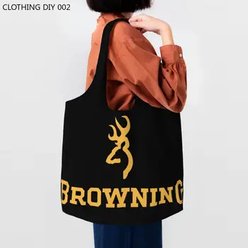Множество чанта за пазаруване Browning, дамски холщовая чанта-тоут на рамото, Здрави торбички за пазаруване в хранителни магазини, чанта за фотография