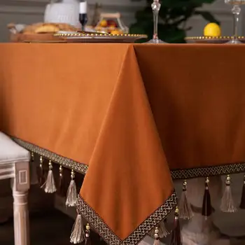 Кадифе покривка в европейски стил, величествена и разкошна, ретро-orange