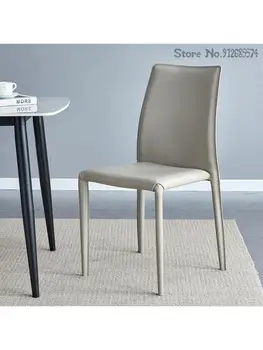 Nordic Light Луксозен Стол за Хранене, Штабелируемое Кожен стол, Седло, на Стол с облегалка, Хотелски стол Дизайнерският стол, Домашен прост