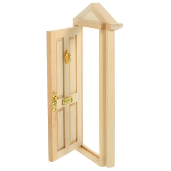 Миниатюрна вратата на дома 1:12 Миниатюрна Дървена врата Миниатюрна вратата Неокрашенная дървена врата