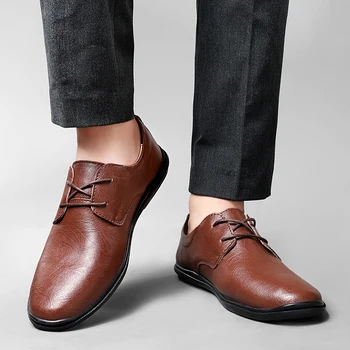 Класически обувки за шофиране, универсални модела обувки, Мъжки бизнес обувки от естествена кожа, Официални обувки-oxfords, Лятна мъжки сватбени обувки