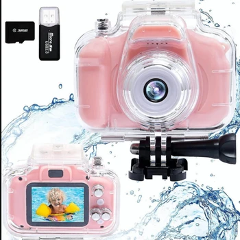 Детски фотоапарат С водоустойчив 2,0-инчов LCD екран, детски цифров видео-камера 1080P, подводен записващо устройство, Празничен подарък за Рожден Ден