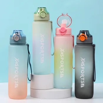 1000 МЛ Спортна бутилка за вода със скалата, запечатани, мотивирующая, преносима Велосипедна бутилка за вода за фитнес на открито, без BPA