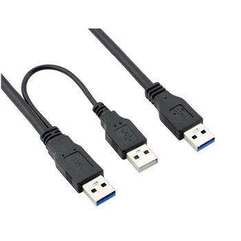 Мъжки мобилен кабел за предаване на данни USB3.0 свързващ кабел 3A със спомагателно електрическо пристанище AM-AM