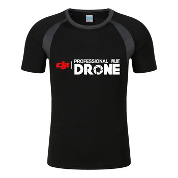 Нова мода мъжка тениска с принтом Dji Professional Pilot Drone, лятна тениска, памук Raglan с къс ръкав и кръгло деколте, градинска облекло
