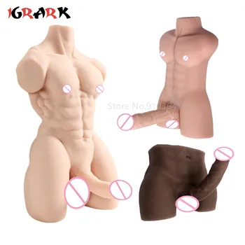 Супер Готин модел Мускулна мъжки торса, реалистични секс-кукла половина на тялото, по-Голям пенис, огромен Вибратор, Женски Вагинален Мастурбатор, играчки за възрастни, мъже