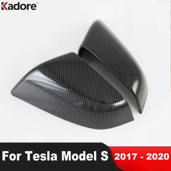 Тампон Върху Огледалото за обратно виждане За Tesla Model S 2017 2018 2019 2020 Г. От Въглеродни Влакна, Странични Огледала за Обратно виждане, Капаци, Автомобилни Аксесоари