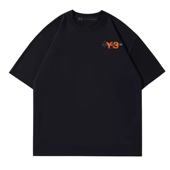 Летни Тениски 24SS Yohji Yamamoto от Съвместния с фигурен Принтом, Японски моден Топ Y-3 с кръгло деколте и къс ръкав за мъже и жени