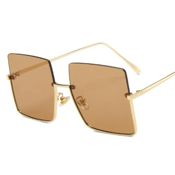 2023 Нова мода Ретро Порт Стил на Голяма Дограма Наполовина Метални Рамки слънчеви очила с обрезанной кант за жени Ins Слънчеви очила за къмпинг