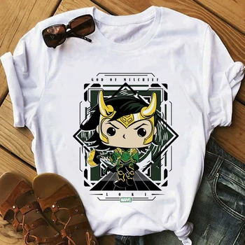 Тениска Унисекс с Локи, Бог на злото, Дамски годишна ежедневна тениска с къс ръкав, тениска с супер герой от аниме, дамски потници, тениски