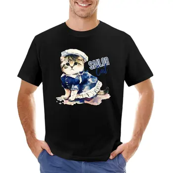 Тениска с моряк котка, тениски големи размери, тениска за момчета, облекло за мъже