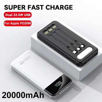Външна батерия PowerBank капацитет от 22,5 W, мощност от 20 000 ма, ултра-бързо зареждане, външна батерия за iPhone Huawei, Xiaomi Samsung Powerbank