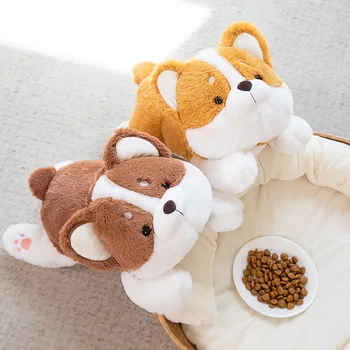 Сладки дебели плюшени играчки за кучета Corgi, меки кукли-възглавници с участието на кученце от картун Kawaii, Творчески сладък подарък за деца