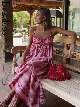 2023 Магазин Bazaleas, дамски рокли с деколтета на гърба, секси вечерна рокля-комбинация с рюшами, вязаное на една кука, на Официално