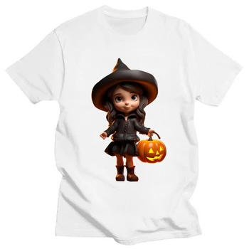 Тениска с къси ръкави от чист памук за момичета-тикви за Хелоуин, Празнична облекло за партита, Дамски дрехи на избор
