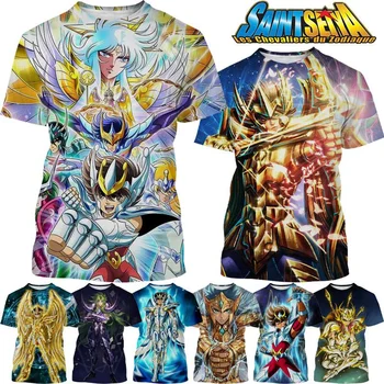 Тениски с 3D принтом Saint Seiya за мъже и жени, класическа тениска в стил аниме с къси ръкави, индивидуалност, риза в стил Харадзюку