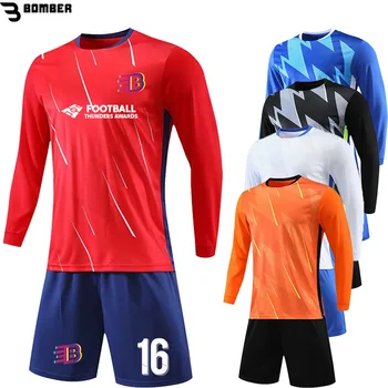 Комплекти тениски с дълъг ръкав за мъже и деца, Бързосъхнеща дишаща мъжка футболна форма за тренировки детски клубни отбори