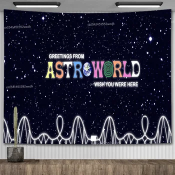 Скот травис Плакат на албума Astroworld, Кошмарен Гоблен в стил хипи от звездното небе, Естетически Гоблен, Виси на стената в стаята на тийнейджъра