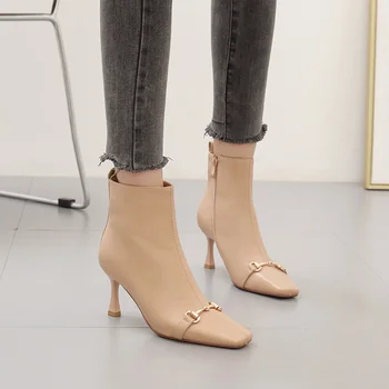2023 нова мода дамски пролетно-есенна однотонная дамски обувки на висок ток с добра цип за момичета DY4567