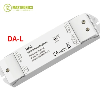 Нов усилвател на сигнала DC12-48V DMX512 DA-L 2-канален 0,5 A Max дава възможност за увеличаване на разстоянието за пренос на сигнал за led лампи