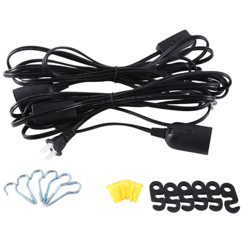 Комплект кабел подвесного лампа AC110V E26, комплект крушки, Ретро комплект кабел подвесного на осветително тяло, черно, С превключвател, штепсельная вилица САЩ