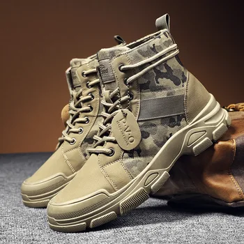 Мъжки обувки есен-зима Камуфляжный Тенденция, Ежедневни обувки за катерене в Ретро стил, военни обувки за пустинята, удобни