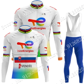Комплект от Джърси Total New Energies Team 2023 за колоезденето Зимна костюм Словакия С дълъг ръкав МТБ Bike Пътни панталони с Пластрон Ropa Ciclismo Трико