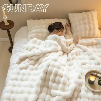 Зимата Плюшевое одеяло от изкуствена кожа, топли Супер меки завивки, Калъф за дивана, Луксозно пушистое покривки, калъфка за дивана в спалнята