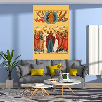 Православен Гоблен XxDeco, Великден иконата на Възкресението на Христос, Стенни Килими с принтом, Спалня Или къща за украса