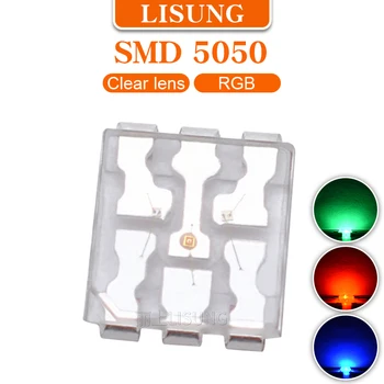 1000 бр/пакет SMD 5050 RGB Led Излучающая внасяни диод лампа Smt Светлинните мъниста Чип Трицветна Червен Зелен Син Пълноцветен Прозрачен за вода