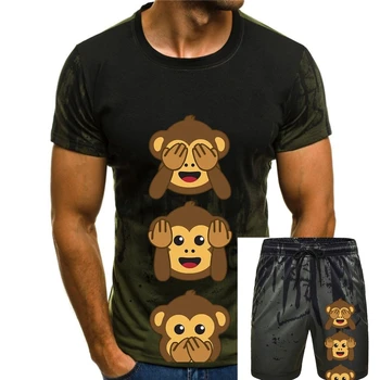 one yona Три Мъдри Маймуни Не Чуват Зъл Човек, Тениска С Къси Ръкави, Дрехи за Сладка Маймуна, Подаръци, Тениски, Големи Размери, Блузи от 100% Памук