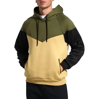 Мъжки hoody с качулка размер Оверсайз 3XL, мъжки hoody с качулка с дълъг ръкав, Модни hoody контрастен цвят, Есента случайни пуловер, градинска дрехи с джоб