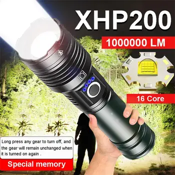 Xhp160 Led фенерче 900000000lm висока мощност, с увеличение Type-c USB Акумулаторна открит водоустойчив фенер