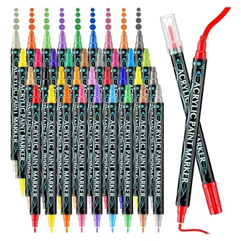 Писалка За Рисуване С Фин Точков Фитил Металик Класически Цветове Дръжка С Двоен Фитил Maker Pen За Деца И Възрастни