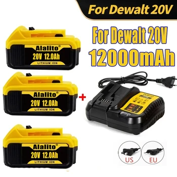 Литиево-йонна батерия 20V 12Ah за електрически инструменти Dewalt, разменени DCB205 DCB201 DCB203