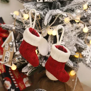 Коледни Чорапи, Вязаный Отглеждане 2023, Коледна украса за дома, Коледа набор от Ножове и вилици, Украса за Коледната елха, подарък 2024